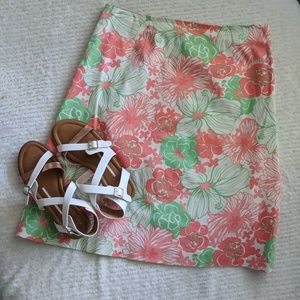 Doncaster Coral and Green Floral Skirt